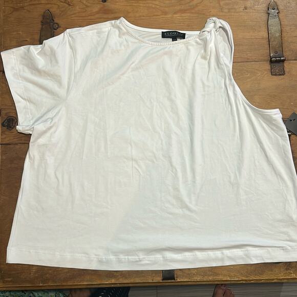 Eloquii Twist Shoulder Tee White Size 22/24 - Picture 5 of 8